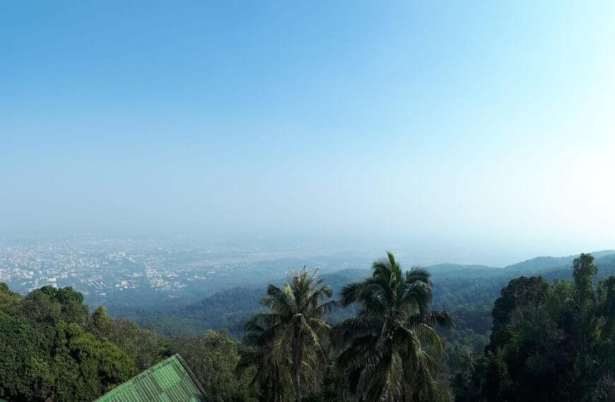 doi suthep view over chiang mai from the mountain temple - southeast asia route for backpackers
