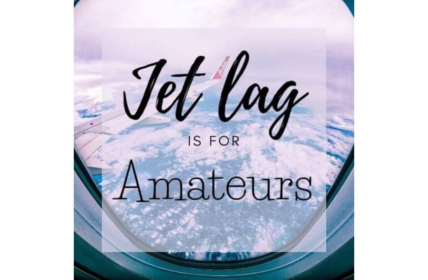 view out of a plane window with clouds plus short travel quote written over the top