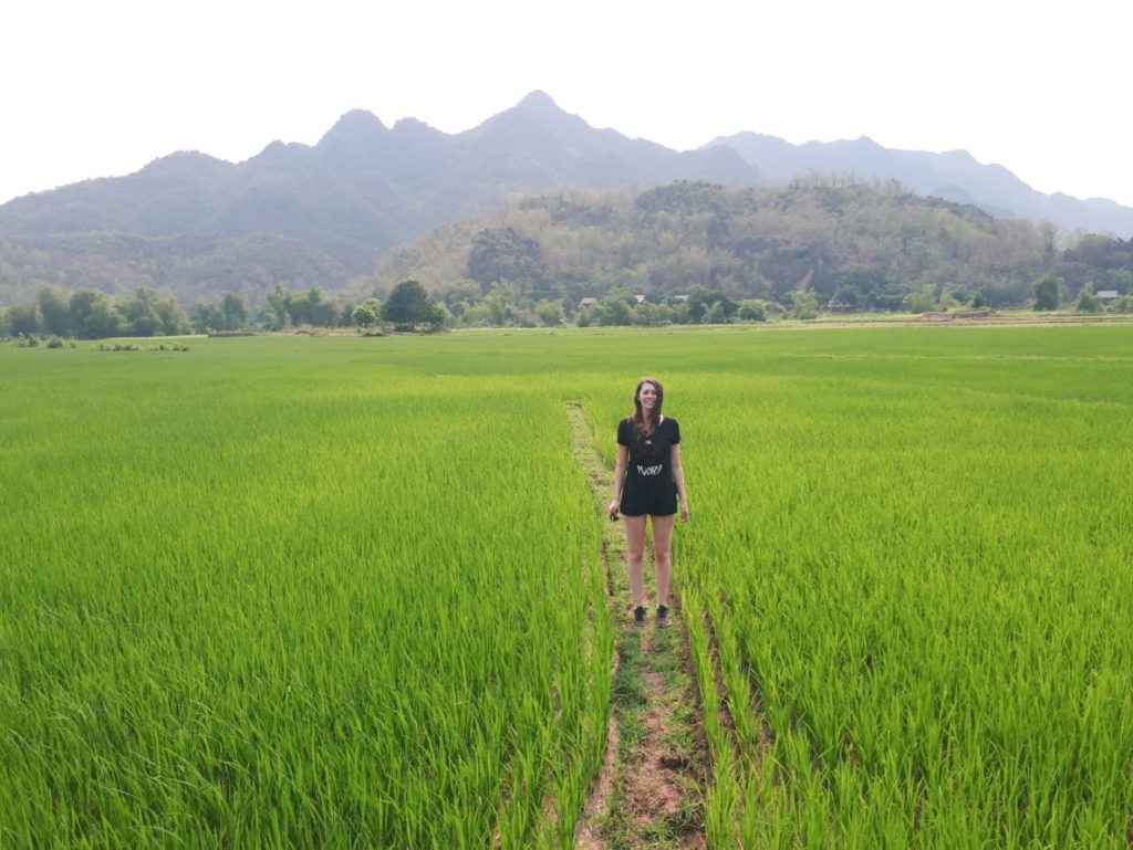 Me in rice field when i travel slowly through mai chau, vietnam