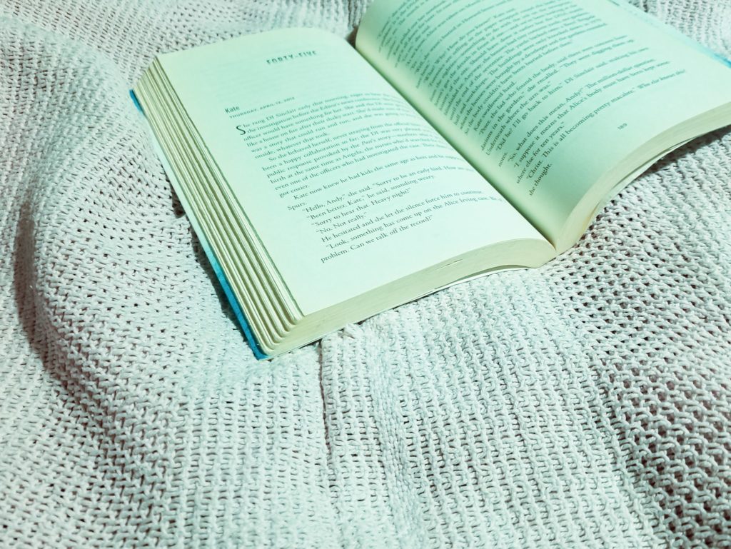 A book open on my blanket
