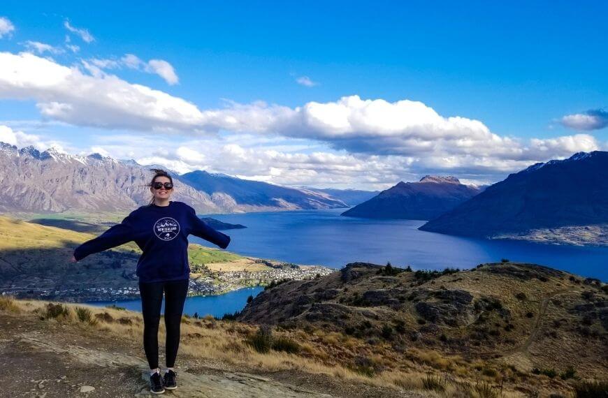 me in the wind on the Queenstown hill walk