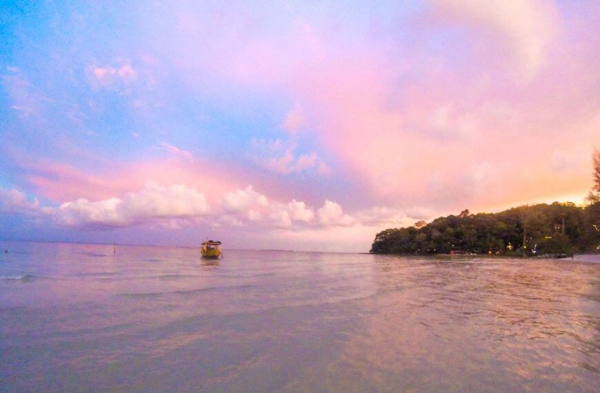 a beautiful sunset on koh rong island in cambodia -Southeast Asia route for Backpackers