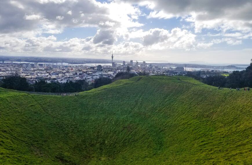Mt eden crator and Auckland skyline from the summit