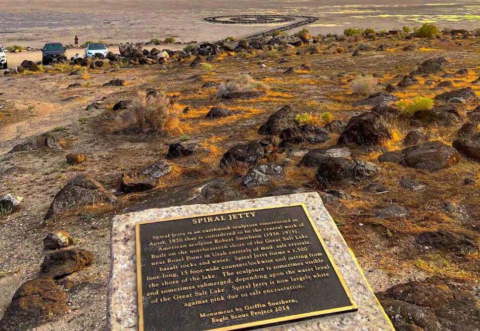 The plaque for the Utah spiral Jetty