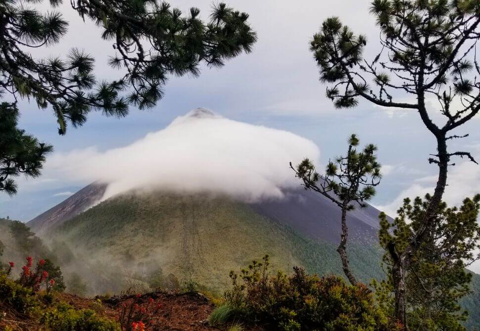 The grassy colcano in the distance during our hiking tour