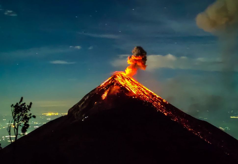 Fuego volcano from the Acatenango hike in Guatemala