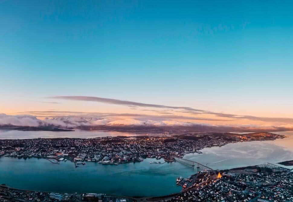 a view before sunset over the city of Tromos from the cable car view point