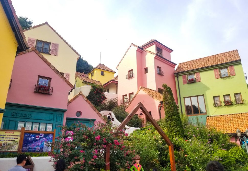 Petite France in Korea coloured buildings on a hill