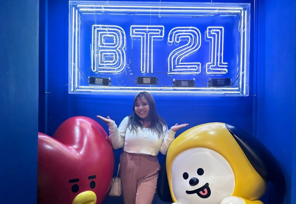 BT21 sign with two characters from Line Friends