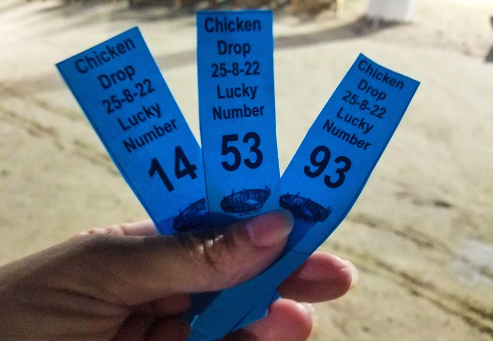 tickets for the Chicken Drop in Belize