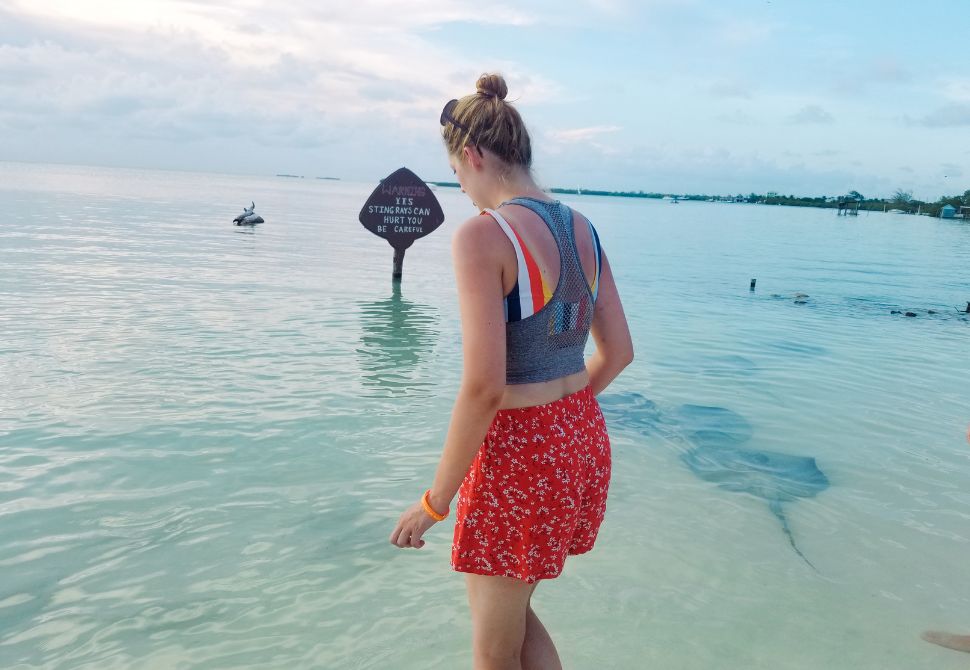 standing in the shallow sea