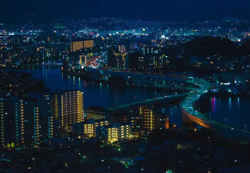 a nighttime view of fukuoka from the tower -what to do in fukuoka after dark