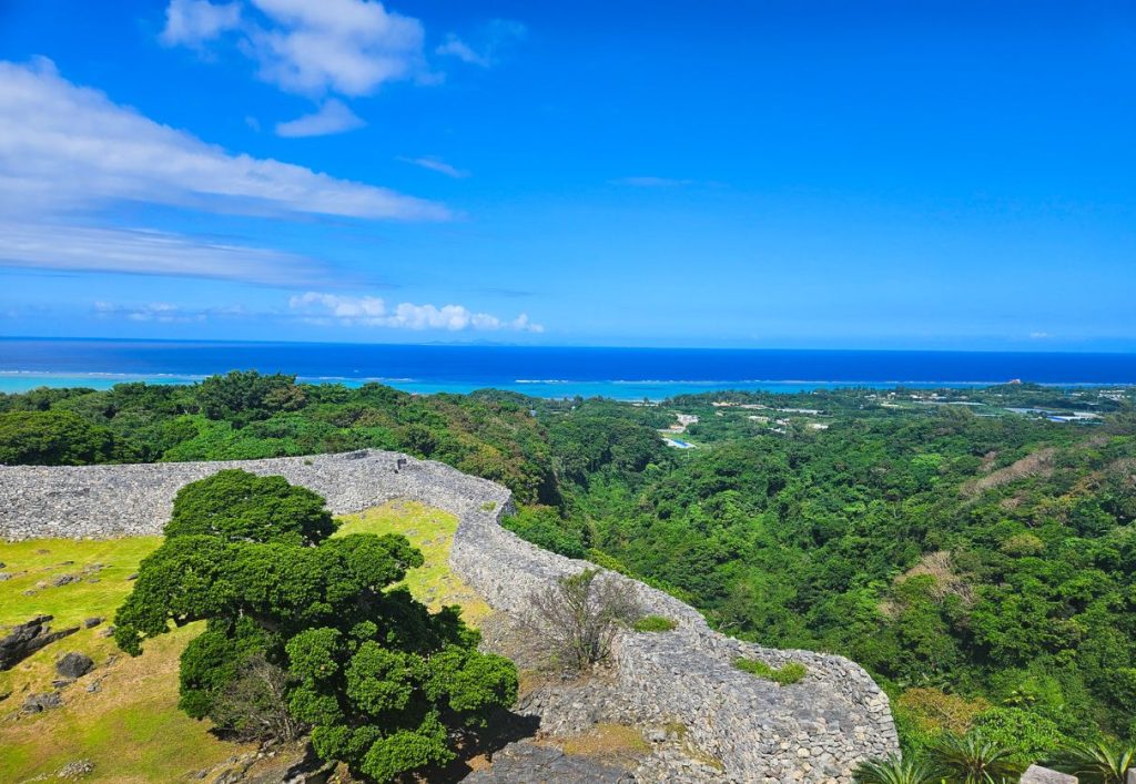 One of the castle walls with the Okinawa coast